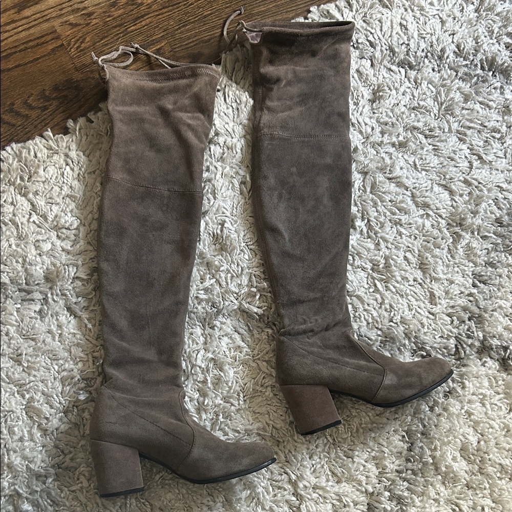 Stuart Weitzman Suede Gray Over-the-Knee Boots
